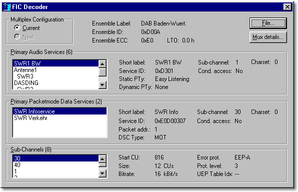 Screenshot FIC decoder application